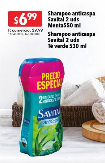 Tia Shampoo anticaspa savital 2un menta 550ml ó té verde 530ml oferta