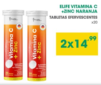 ELIFE VITAMINA C +ZINC NARANJA TABLETAS EFERVESCENTES 20 tabletas x 2