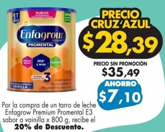 Farmacias Cruz Azul Enfagrow Premium Promental E3 sabor a vainilla x 800g oferta