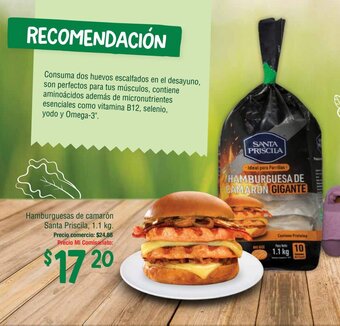 Mi Comisariato Hamburguesas de camarón Santa Priscila, 1.1 kg. oferta