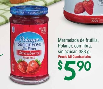 Mi Comisariato Mermelada de frutilla, Polaner, con fibra, sin azúcar, 383 g. oferta