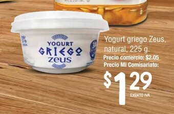 Mi Comisariato Yogurt griego Zeus, natural, 225 g. oferta