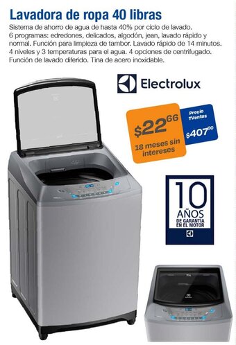 TVentas Electrolux Lavadora de ropa 40 libras oferta
