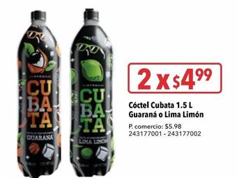 Tia Cóctel cubata 1,5l guaraná o lima limón x 2 oferta