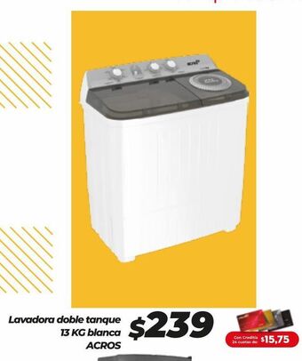 Tia Lavadora doble tanque 13 kg acros blanca oferta
