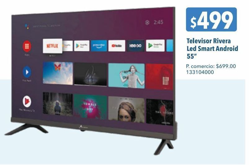 Tia Televisor led 55'' smart android 4k riviera oferta