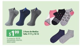 Tia 3 pares de medias talla 9 - 11 y 10 - 12 oferta