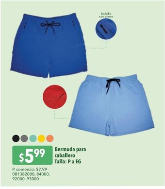Tia Bermuda para caballero talla p a eg oferta