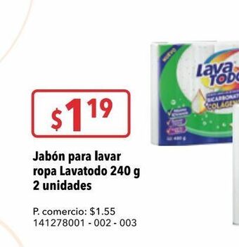 Tia Jabon p/lavar ropa lavatodo 240 g x 2 limon concentrado oferta