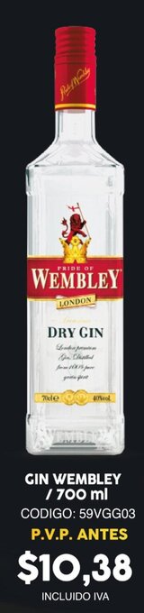 Coral Hipermercados GIN WEMBLEY / 700 ml oferta