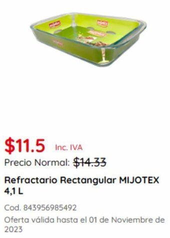 Akí Refractario Rectangular MIJOTEX 4,1 L oferta