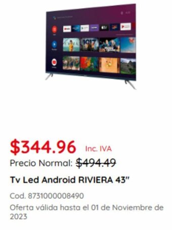 Akí Tv Led Android RIVIERA 43" oferta