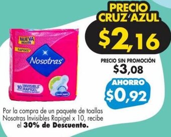 Farmacias Cruz Azul Nosotras Invisible Rapigel x 10 oferta