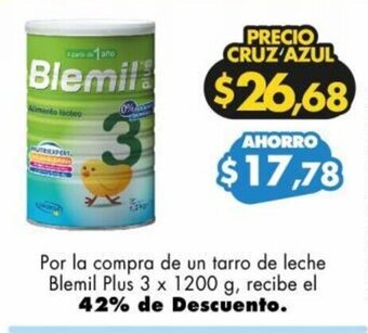 Farmacias Cruz Azul Blemil Plus 3 x 1200 g oferta