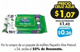 Farmacias Cruz Azul Pequeñín Aloe Natural x 24 oferta