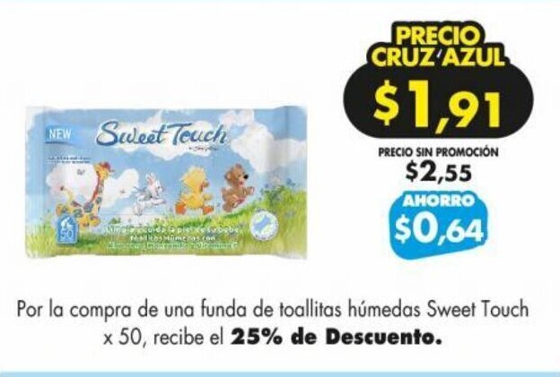 Farmacias Cruz Azul Sweet Touch x 50 oferta