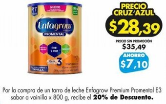 Farmacias Cruz Azul Enfagrow Premium Promental E3 sabor a vainilla x 800 g oferta