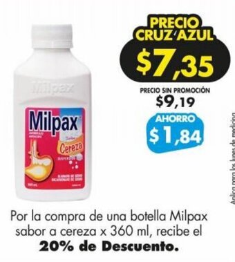 Farmacias Cruz Azul Milpax sabor a cereza x 360 ml oferta