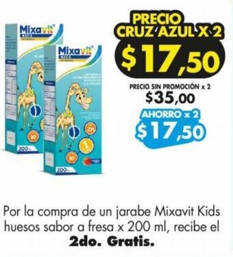 Farmacias Cruz Azul Mixavit Kids huesos sabor a fresa x 200 ml oferta
