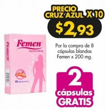 Farmacias Cruz Azul Femen x 200 mg x 8 cápsulas oferta