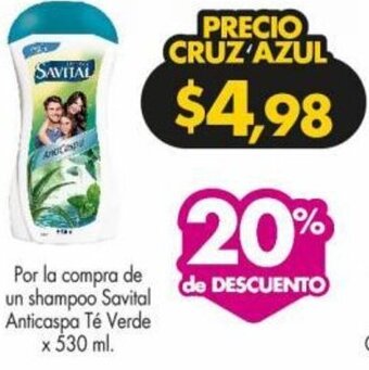 Farmacias Cruz Azul Savital Anticaspa Té Verde x 530ml oferta
