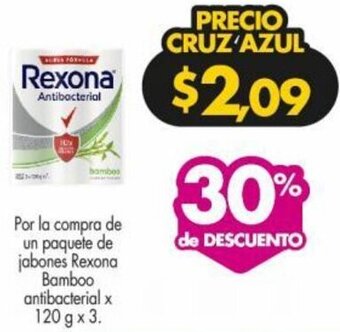 Farmacias Cruz Azul Rexona Bamboo antibacterial x 120 g x 3 oferta