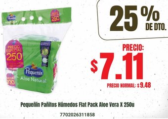 Supermaxi Pequeñín Pañitos Húmedos Flat Pack Aloe Vera X 250u oferta
