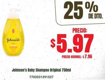 Supermaxi Johnson's Baby Shampoo Original 750ml oferta