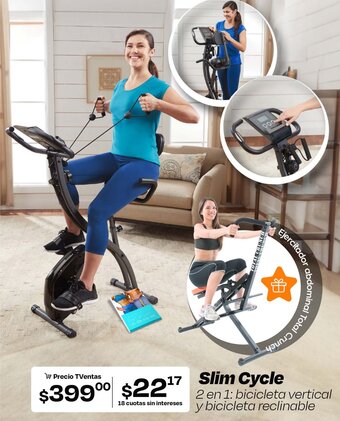 TVentas Slim Cycle 2 en 1 bicicleta vertical y bicicleta reclinable oferta