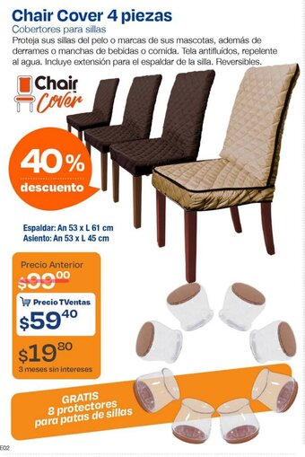 TVentas Chair Cover 4 piezas Cobertores para sillas oferta