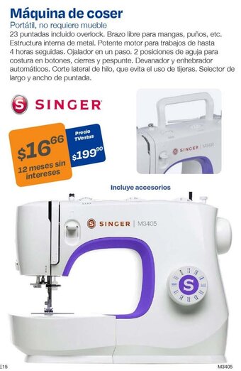 TVentas SINGER Máquina de coser oferta