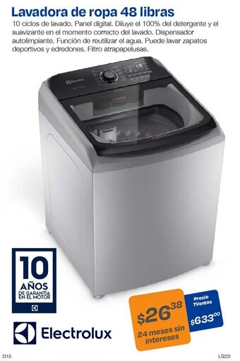 TVentas Electrolux Lavadora de ropa 48 libras oferta
