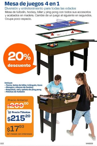 TVentas Mesa de juegos 4 en 1 oferta