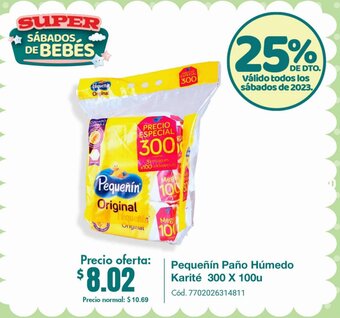 Supermaxi Pequeñín Paño Húmedo Karité 300 X 100u oferta