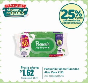Supermaxi Pequeñín Paños Húmedos Aloe Vera x 50 toallitas oferta