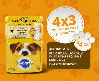 Supermaxi PEDIGREE ADULTO POLLO SALSA RAZAS PEQUEÑAS SOBRE 100g oferta