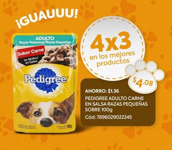 Supermaxi PEDIGREE ADULTO CARNE EN SALSA RAZAS PEQUEÑAS SOBRE 100g oferta