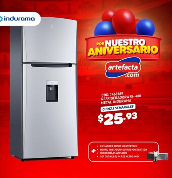 Artefacta REFRIGERADORA RI-480 METAL INDURAMA CUOTAS SEMANALES oferta