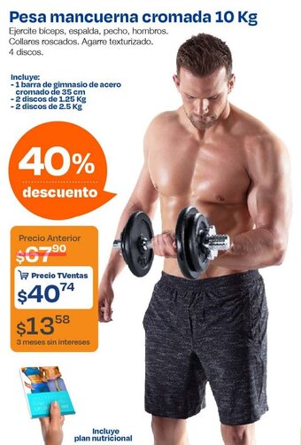 TVentas Pesa mancuerna cromada 10 Kg oferta