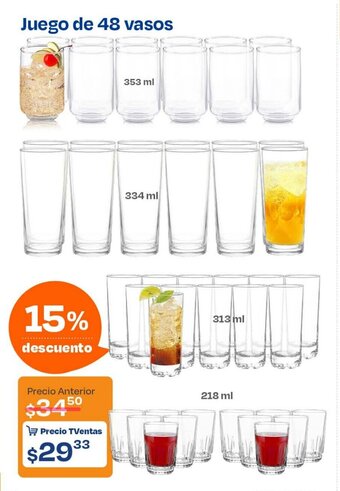 TVentas Juego de 48 vasos oferta