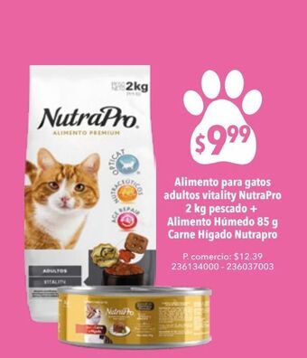 Tia Alimento para gatos nutrapro adultos vitality 2kg + alimento húmedo 85g carne higado nutrapro oferta
