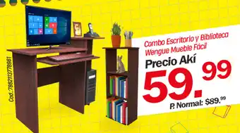 Akí Combo Escritorio y Biblioteca Wengue Mueble Fácil Precio Akí oferta