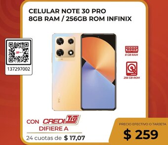 Tia CELULAR NOTE 30 PRO 8GB RAM / 256GB ROM INFINIX oferta