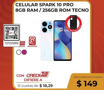 Tia CELULAR SPARK 10 PRO 8GB RAM/ 256GB ROM TECNO oferta