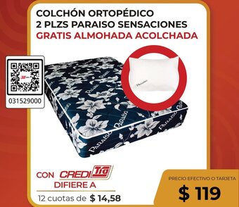 Tia COLCHÓN ORTOPÉDICO 2 PLZS PARAISO SENSACIONES GRATIS ALMOHADA ACOLCHADA oferta