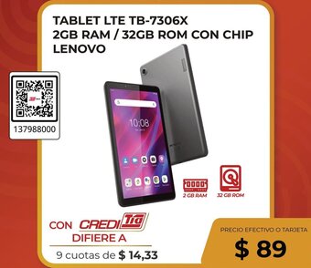 Tia TABLET LTE TB-7306X 2GB RAM/32GB ROM CON CHIP LENOVO oferta