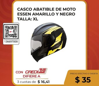 Tia CASCO ABATIBLE DE MOTO ESSEN AMARILLO Y NEGRO TALLA: XL oferta