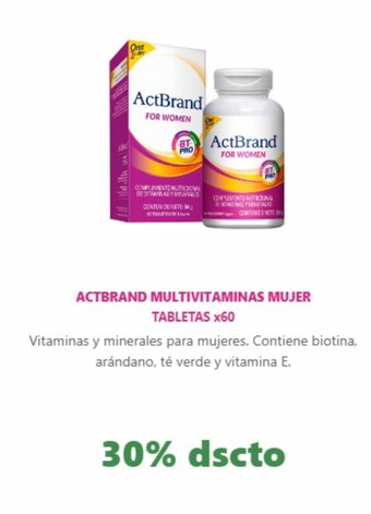 Farmacias SanaSana ACTBRAND MULTIVITAMINAS MUJER TABLETAS X 60 oferta
