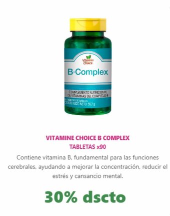 Farmacias SanaSana VITAMINE CHOICE B COMPLEX TABLETAS X 90 oferta