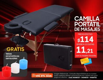 Novicompu CAMILLA PORTATIL DE MASAJES GRATIS Velas aromáticas sensuales oferta